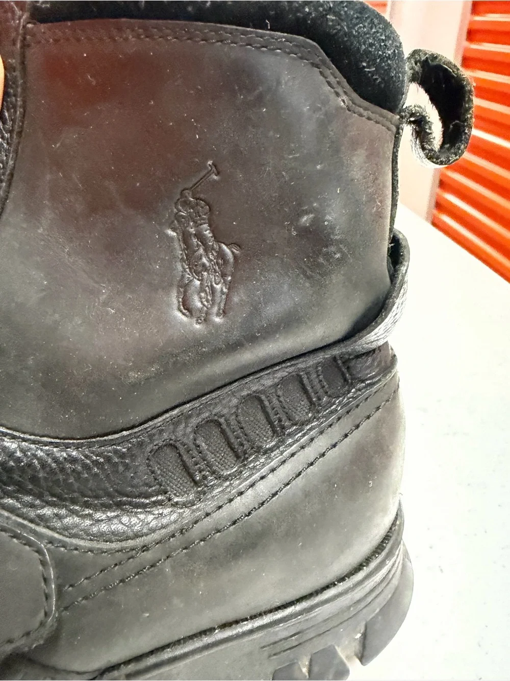Polo by Ralph Lauren Black Leather Zip-Front Men's Boots